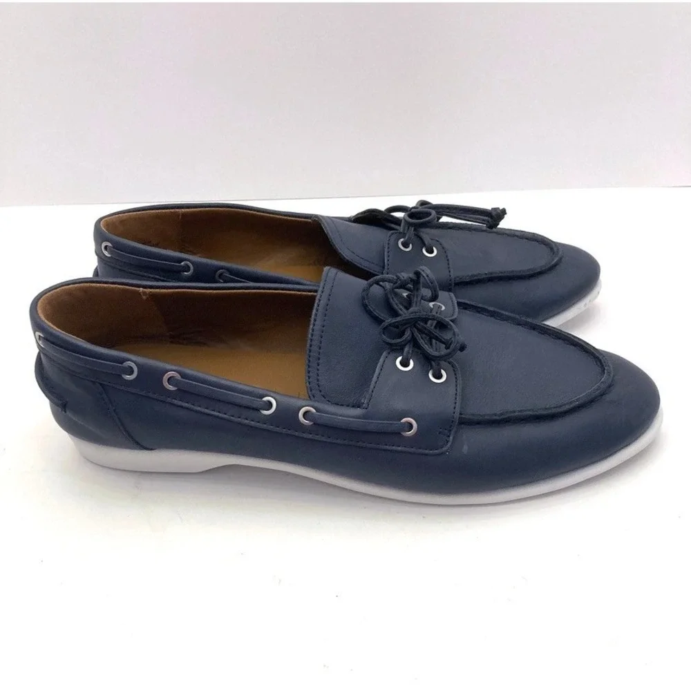 Aerosoles Barita Boat Shoes Navy Blue Leather Slip On Womens 8.5 M Comfort